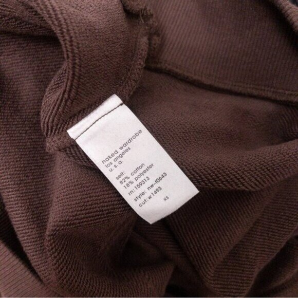 NWT Naked Wardrobe Keep It Chill Hooded Sweatshirt XS Chocolate Oversized Terry - Picture 11 of 11